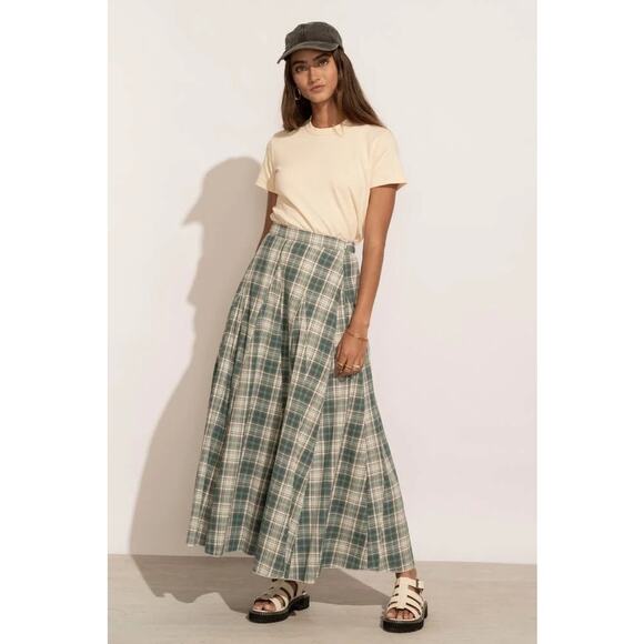 Bohme Sachi Plaid Skirt in Blue Green XL - Picture 3 of 6